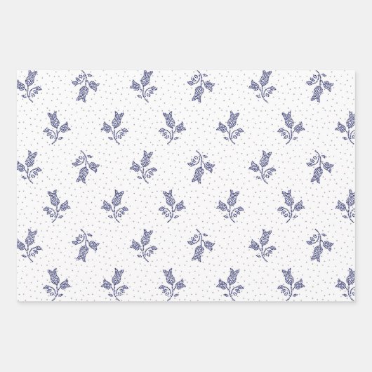 Tiny Harebells - Ungarische Blauer Farbstoff Folk Geschenkpapier Set (Vorderseite 2)