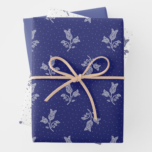 Tiny Harebells - Ungarische Blauer Farbstoff Folk Geschenkpapier Set (Beispiel)