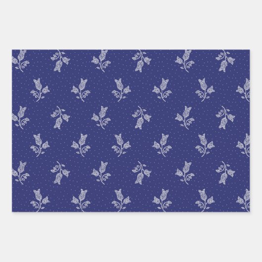 Tiny Harebells - Ungarische Blauer Farbstoff Folk Geschenkpapier Set (Vorderseite)