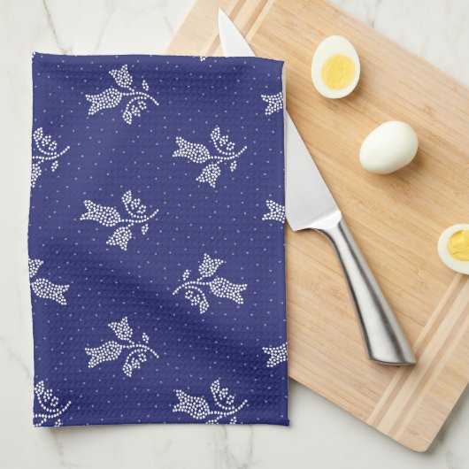 Tiny Harebells - Ungarische Blaufärbung der Folk A Geschirrtuch (Viertel Falte)