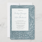 Tiny Heart Leaves Frame on Teal Wedding Invitation Einladung (Vorderseite)