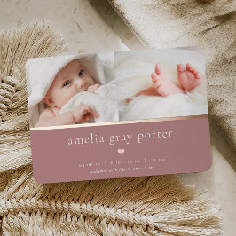 Tiny Heart | Zwei Foto Foil Birth Ankündigung