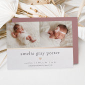 Tiny Heart | Zwei Foto Foil Birth Ankündigung