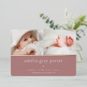 Tiny Heart | Zwei Foto Foil Birth Ankündigung (Stehend vorne)