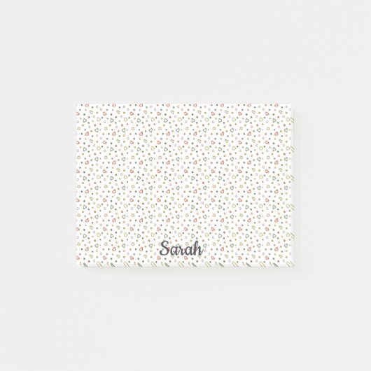 Tiny Hearts Add Name Niedlich Office Geschenk Post-it Klebezettel (Vorderseite)