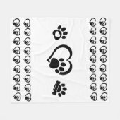 Tiny hearts and Paw Prints Fleece Blanket (Vorderseite (Horizontal))