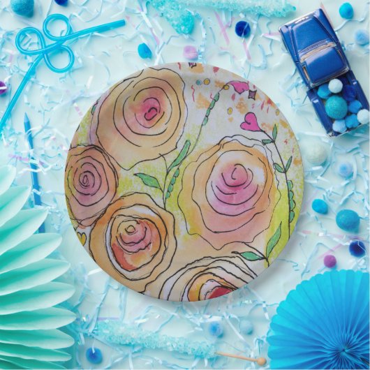 Tiny Hearts Big Blume Pappteller (Party)