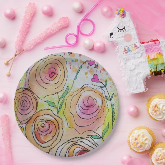 Tiny Hearts Big Blume Pappteller (Party)