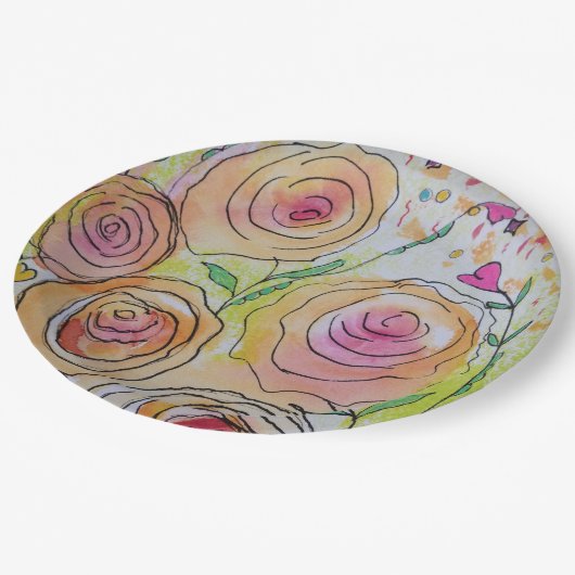 Tiny Hearts Big Blume Pappteller (Schrägansicht)