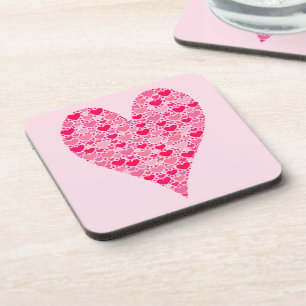 Tiny Hearts Big Heart auf Rose Pink Untersetzer