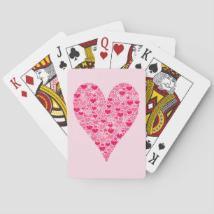Tiny Hearts Big Heart Rose Pink Valentines Spielkarten