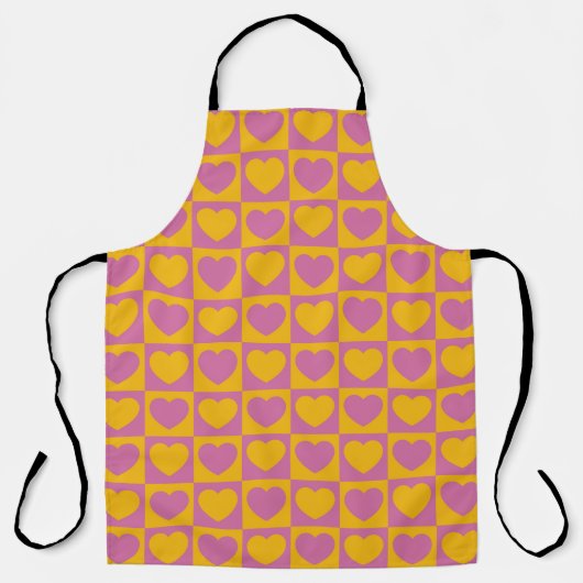 Tiny hearts chess grid seamless pattern. Cute litt Schürze (Vorderseite)
