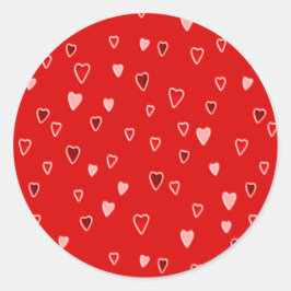 Tiny Hearts on Red Runder Aufkleber