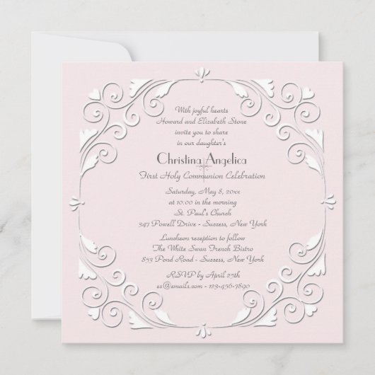 Tiny Hearts Pink religiöse Einladung (Vorderseite)