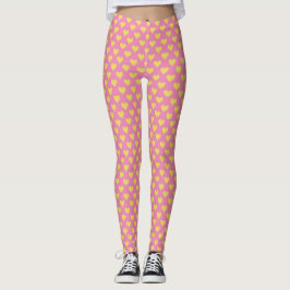 Tiny Hearts Pink Yellow Leggings