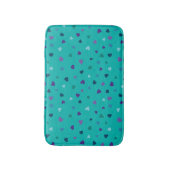 Tiny Hearts, Purple, Teal, Blue on Turquoise Badematte (Vorderseite Vertikal)