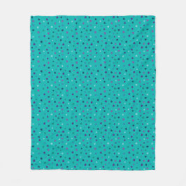 Tiny Hearts, Purple, Teal, Blue on Turquoise Fleecedecke