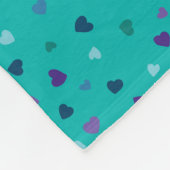 Tiny Hearts, Purple, Teal, Blue on Turquoise Fleecedecke (Ecke)
