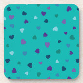 Tiny Hearts, Purple, Teal, Blue on Turquoise Getränkeuntersetzer (Vorderseite)