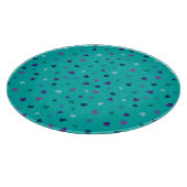 Tiny Hearts, Purple, Teal, Blue on Turquoise Schneidebrett (Ecke)