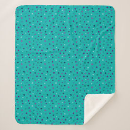 Tiny Hearts, Purple, Teal, Blue on Turquoise Sherpadecke