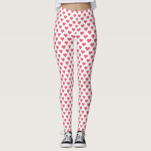 Tiny Hearts Red White Leggings