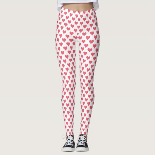 Tiny Hearts Red White Leggings (Vorderseite)
