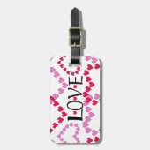 Tiny Hearts Rosa LIEBE Gepäckanhänger (Vorderseite vertikal)