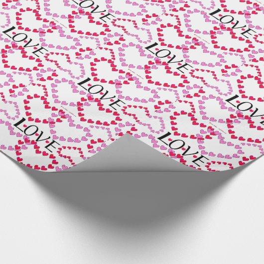 Tiny Hearts Rosa LIEBE Geschenkpapier (Ecke)