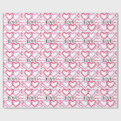 Tiny Hearts Rosa LIEBE Geschenkpapier (Flach)