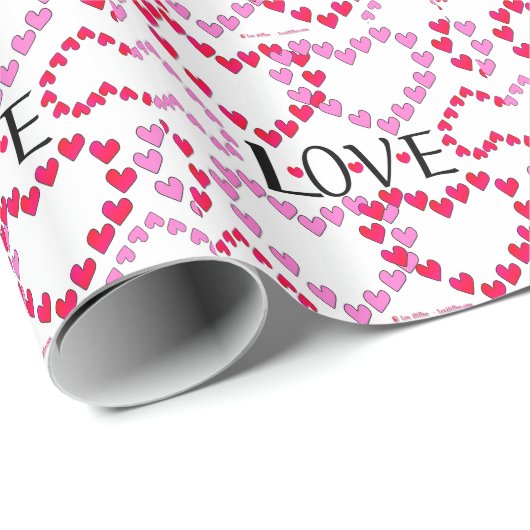 Tiny Hearts Rosa LIEBE Geschenkpapier (Rolleneckpunkt)