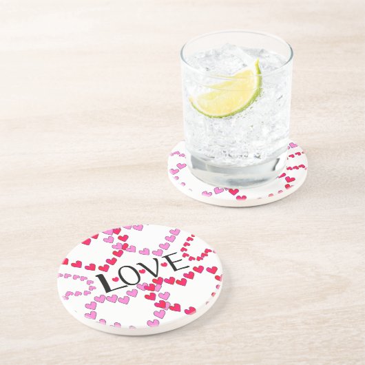 Tiny Hearts Rosa LIEBE Getränkeuntersetzer (Seite)