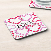 Tiny Hearts Rosa LIEBE Getränkeuntersetzer (Linke Seite)