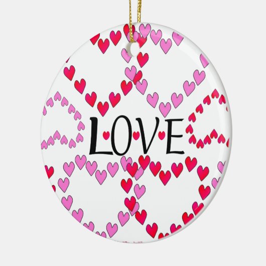 Tiny Hearts Rosa LIEBE Keramik Ornament (Links)