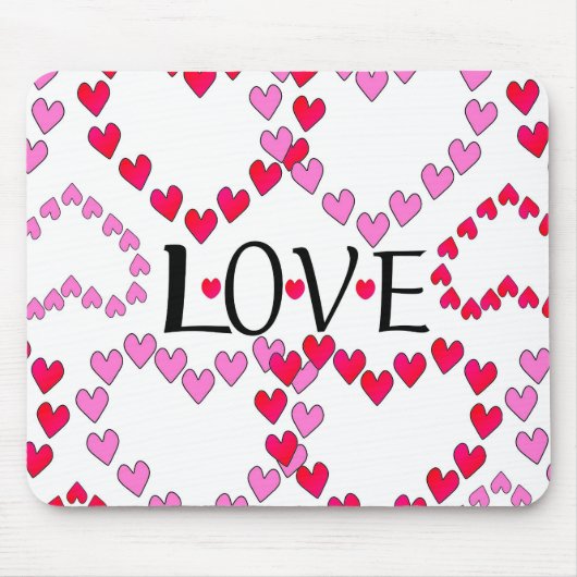 Tiny Hearts Rosa LIEBE Mousepad (Vorne)