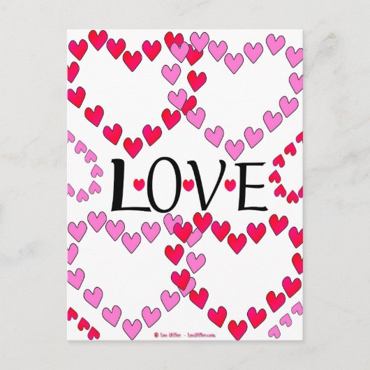 Tiny Hearts Rosa LIEBE Postkarte (Vorderseite)
