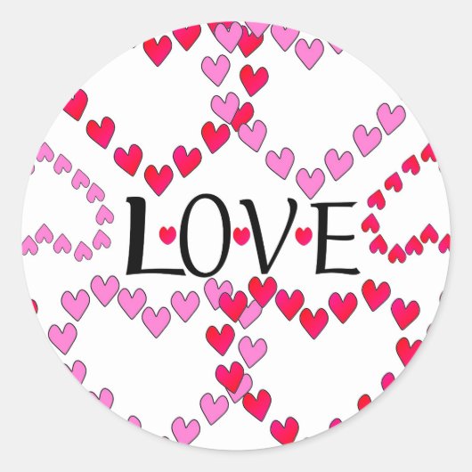 Tiny Hearts Rosa LIEBE Runder Aufkleber (Vorderseite)
