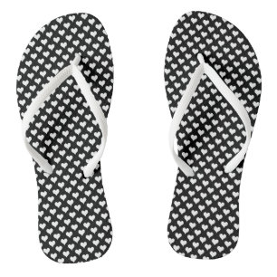 Tiny Hearts Schwarz-weiße Flip Flops Badesandalen