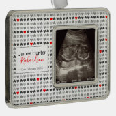 Tiny Hearts Sonogram Picture First Christmas Tree Rahmen-Ornament Silber (Rechts)