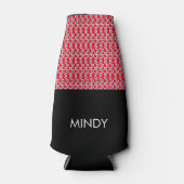 Tiny Hearts White Red Black Pattern Flaschenkühler (Vorderseite)
