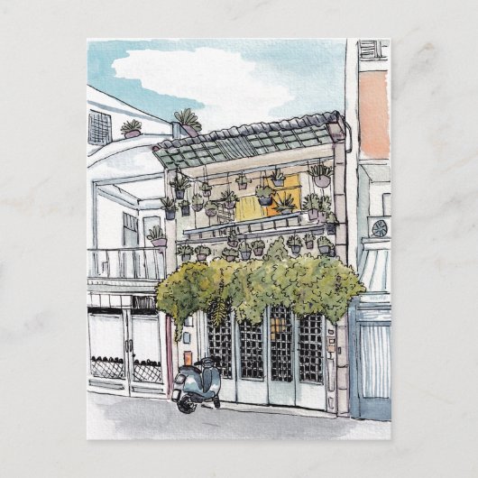 Tiny House Saigon Vietnam Illustration Postkarte (Vorderseite)