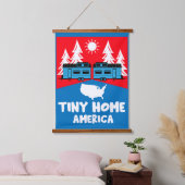 Tiny House Zuhause America Wandteppich Mit Holzrahmen (Schlafzimmer)
