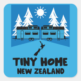 Tiny House Zuhause Neuseeland Quadratischer Aufkleber