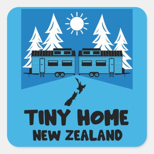 Tiny House Zuhause Neuseeland Quadratischer Aufkleber (Vorderseite)