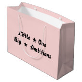Tiny Human Giant Dreams Pink Design Große Geschenktüte (Rückseite Schrägansicht)