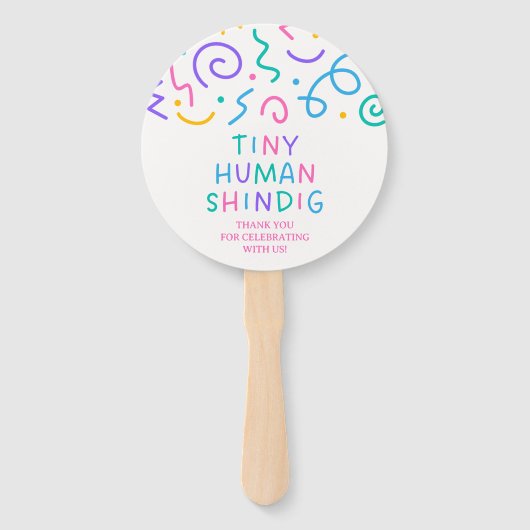 Tiny Human Shindig Baby Shower Fächer (Rückseite)