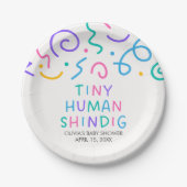 Tiny Human Shindig Baby Shower Pappteller (Vorderseite)