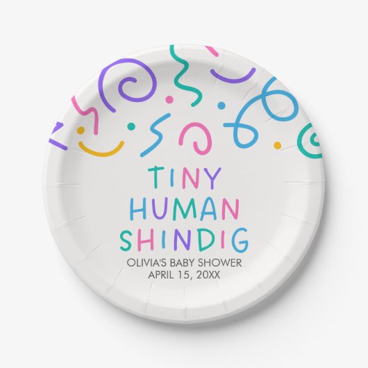 Tiny Human Shindig Baby Shower Pappteller (Vorderseite)