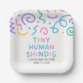 Tiny Human Shindig Baby Shower Pappteller (Vorderseite)