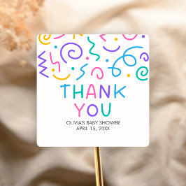 Tiny Human Shindig Baby Shower Quadratischer Aufkleber